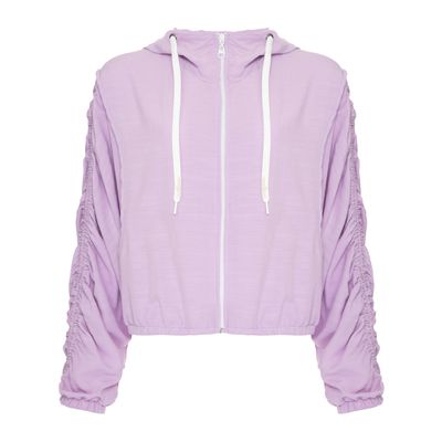 lavender crop moletom com capuz